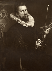 107198 Zelfportret van Joachim Wttewael, geboren Utrecht 1566, kunstschilder te Utrecht, overleden Utrecht 1638. Te ...